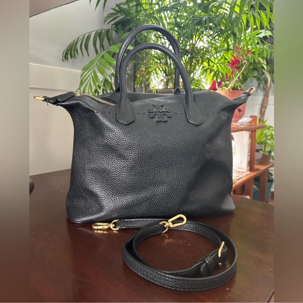 Tory Burch Black Pebbled Leather Satchel